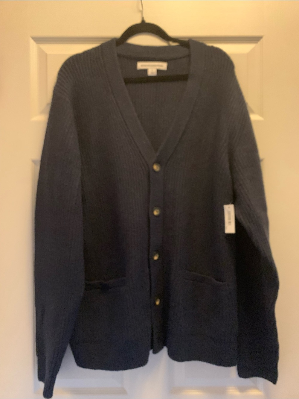 Men's NWT Amazon Essentials Navy Button-Front Ribbed Cardigan Sweater XL